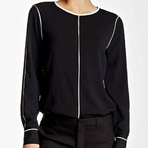 Ellen Tracy Black and White Work Blouse (XL)